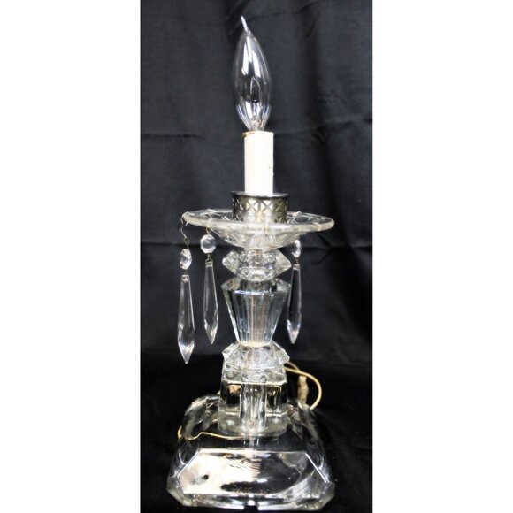 VTG Clear Crystal Lamp Light Floral Etch Hanging Pendant Victorian Elegant Glass - Picture 6 of 9